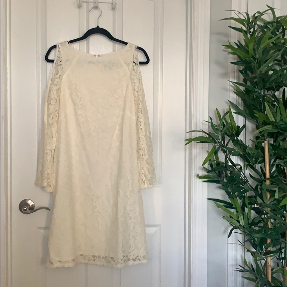 Bell Sleeve White Lace Dress